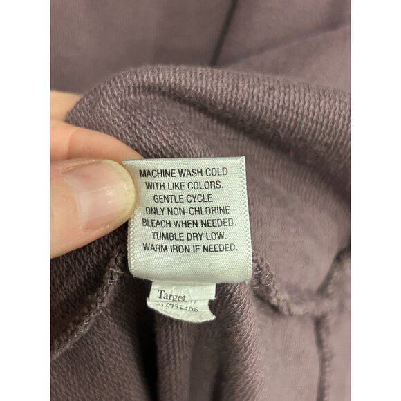 Merona Womens Mauve Kangaroo Pocket Hooded Pullover Sweatshirt Size Large Cozy - Picture 8 of 10